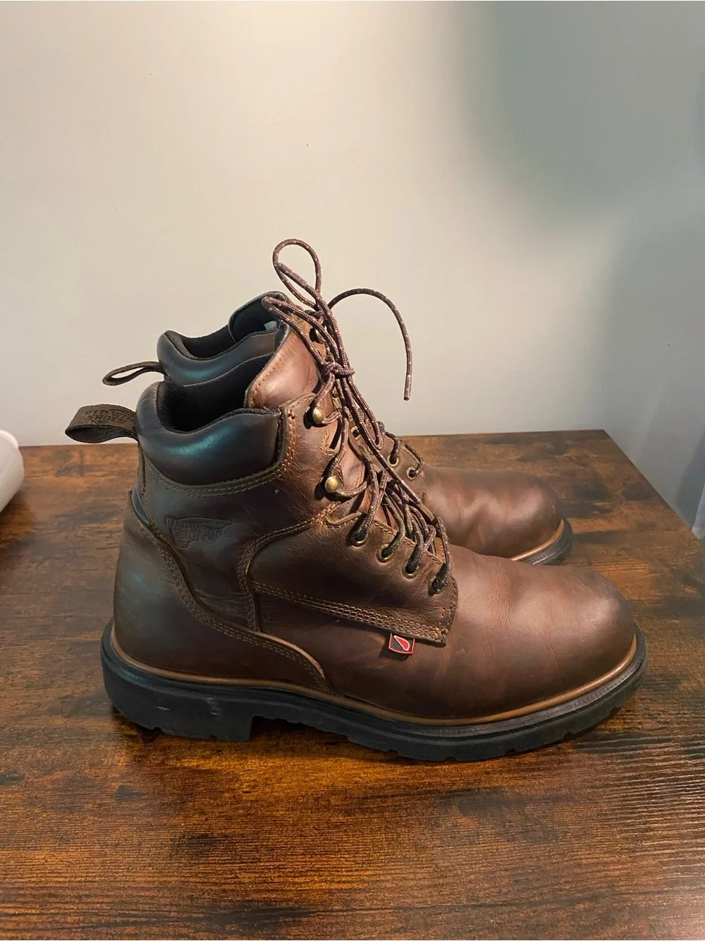 Red Wing Shoes Brown Leather Lace-Up Work Boots